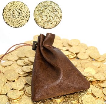 Fantasy Coins with Leather Bag 