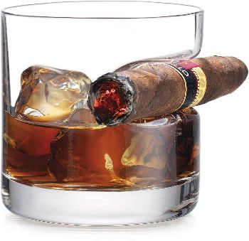 Whiskey Glass with Cigar Holder 
