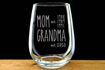 Etched Wine Glass