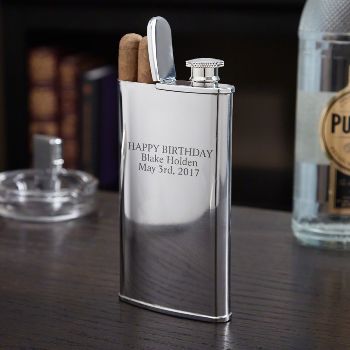 Personalized Cigar Holder And Flask