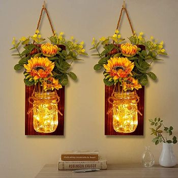 Sunflower Mason Jar Wall Sconces