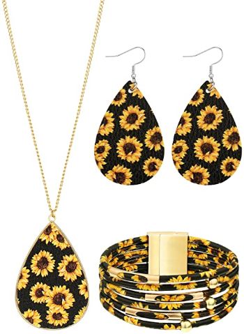 Sunflower Print Jewelry Set