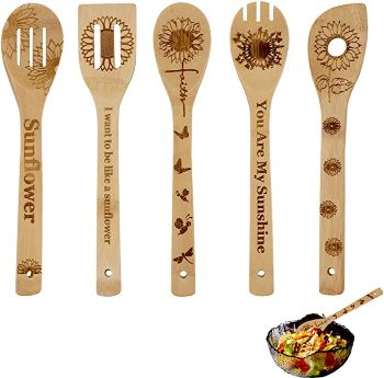 Wooden Sunflower Cooking Utensils