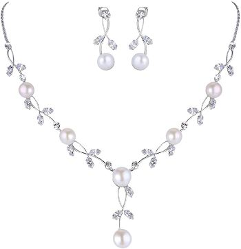 Pearl Earrings and Necklace Set