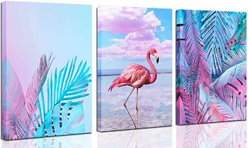  3 Panel Pink Flamingo Canvas