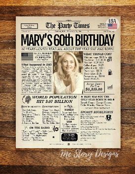 60th Birthday Newspaper Poster