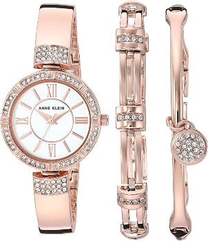 Anne Klein Crystal-Accented Watch and Bracelet Set for Her