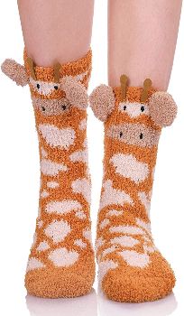 Fuzzy Giraffe Socks