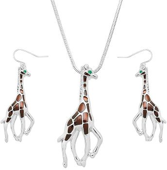 Giraffe Necklace and Earrings Set