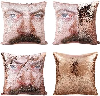 Ron Swanson Sequin Pillow Cover