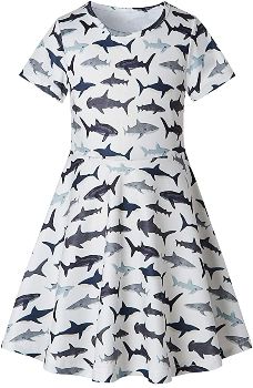 Short Sleeve Shark Print Dress