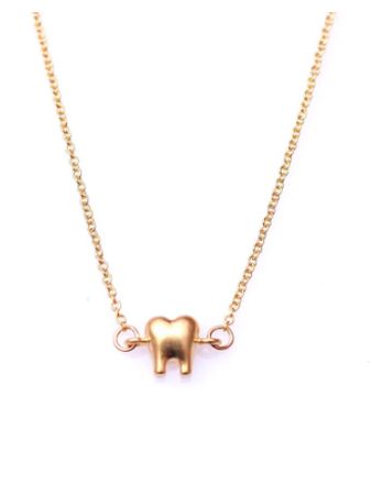 Gold-Plated Tooth Pendant Necklace