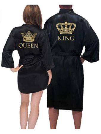 King and Queen Satin Robe