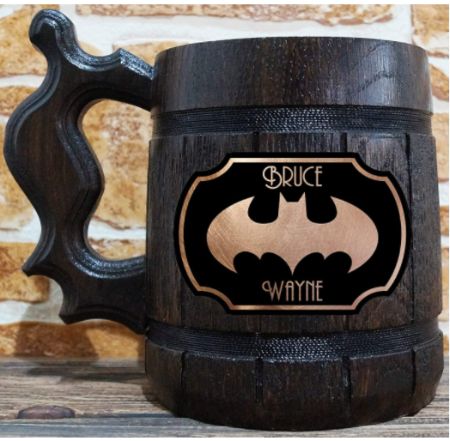 Personalized Wooden Batman Mug