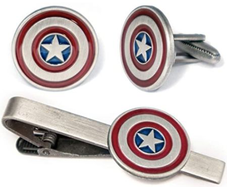 Captain America Tie Bar and Cufflinks Set