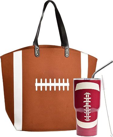 Football Tote Bag and Tumbler