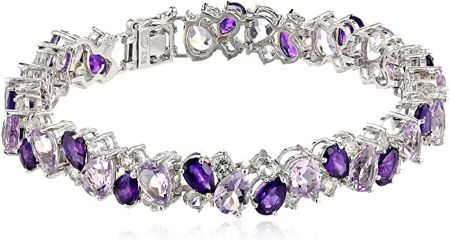 Genuine Amethyst and White Topaz Bracelet