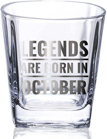 "Legends are Born In October" Whiskey Glass