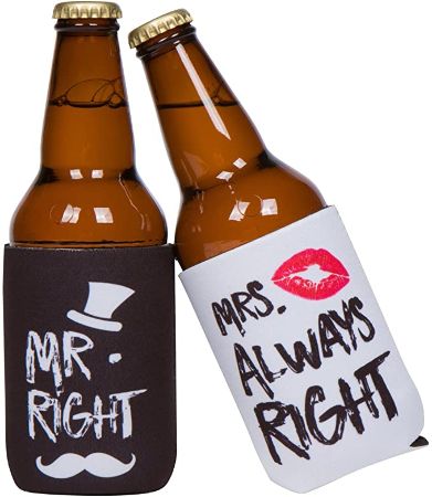 "Mr. Right and Mrs. Always Right" Bottle Cooler Set