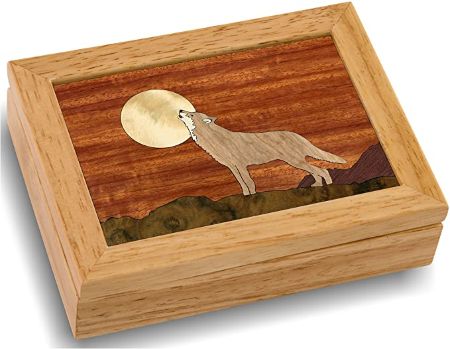 Wood Art Wolf Box