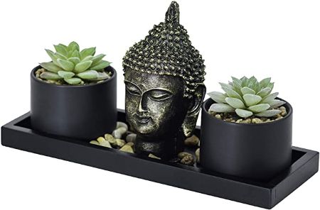 Buddha Statue & Succulent Zen Garden Set
