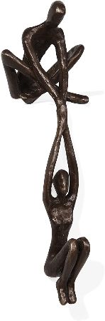 Man Lifting Woman from Ledge Bronze Sculpture