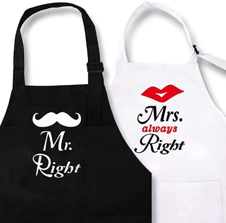 Mr. Right Mrs. Always Right Aprons