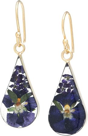 Pressed Flower Teardrop Earrings