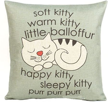 "Happy Sleepy Kitty" Throw Pillow Cover