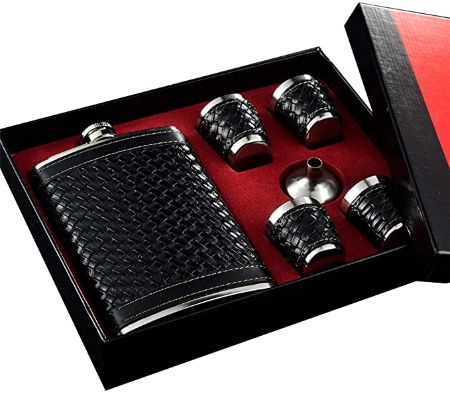 Black Hip Flask Set