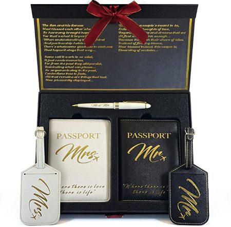 Mr. and Mrs. Luggage Tags and Passport Holder