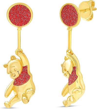 Winnie the Pooh Gold Stud Earrings