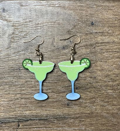 Margarita Glass With Lime Earrings